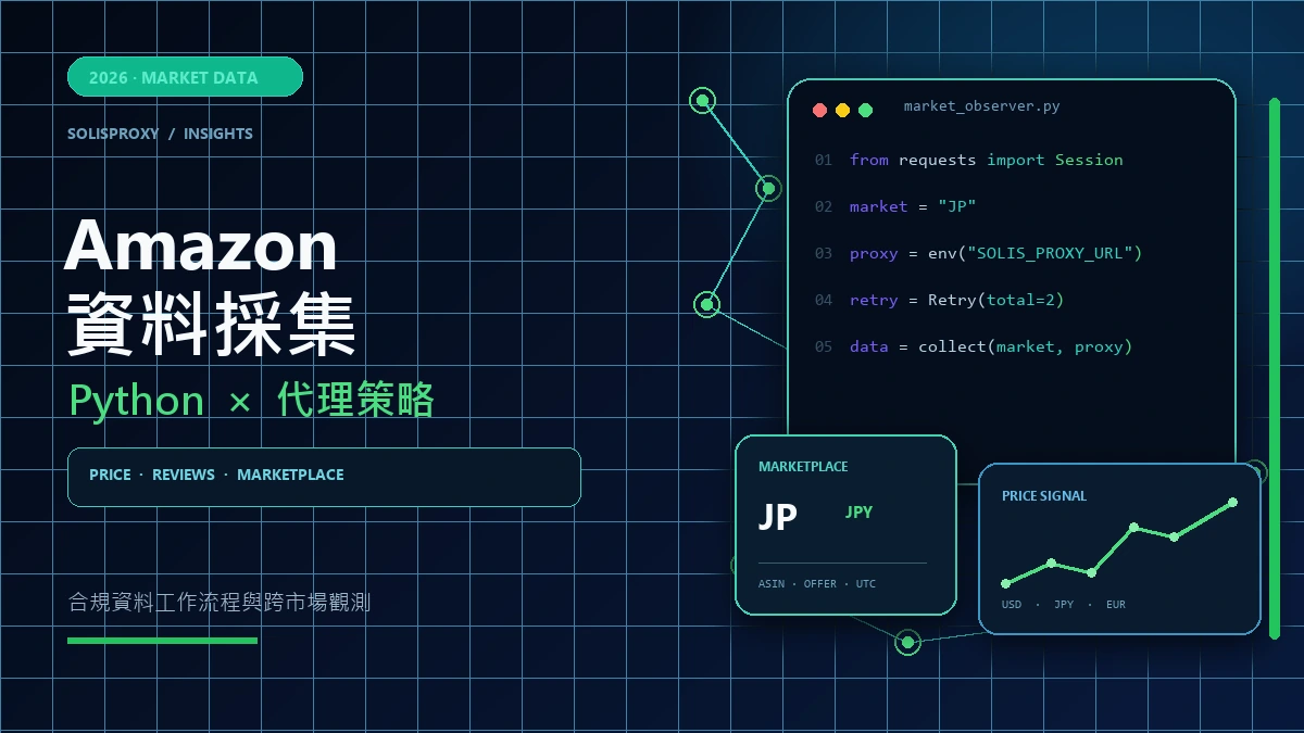 【2026】Amazon 商品價格與評論資料採集：Python 工作流程與代理策略